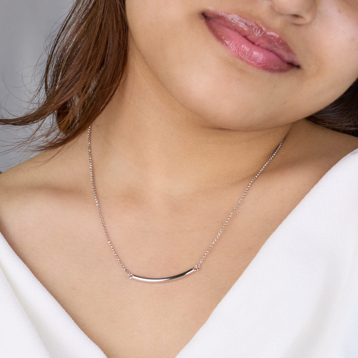 Silver Curved Bar Pendant