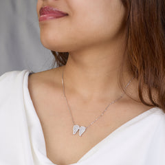 Silver Sparkling guardian angel wings chain pendant for her