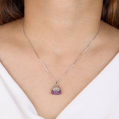 Silver Purple Handbag Charm Pendant