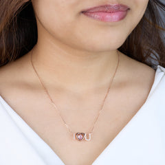 Rose Gold I love you Dancing Stone Pendant