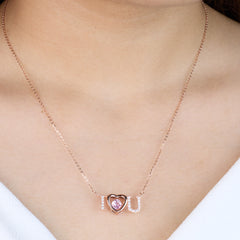 Rose Gold I love you Dancing Stone Pendant