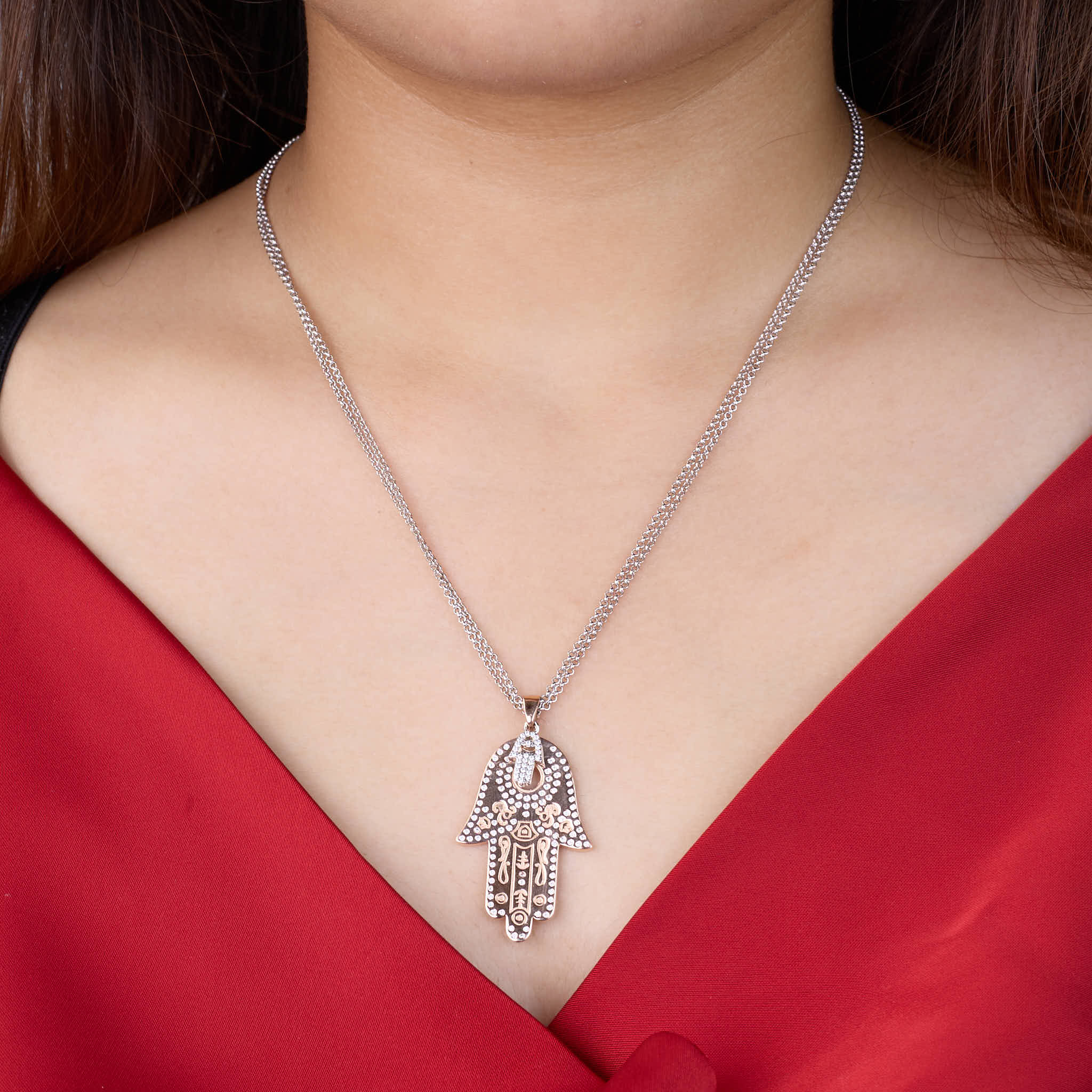 Rose gold Hamsa hand Pendant