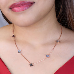 925 Silver Reversible  Rose gold clover leaf necklace