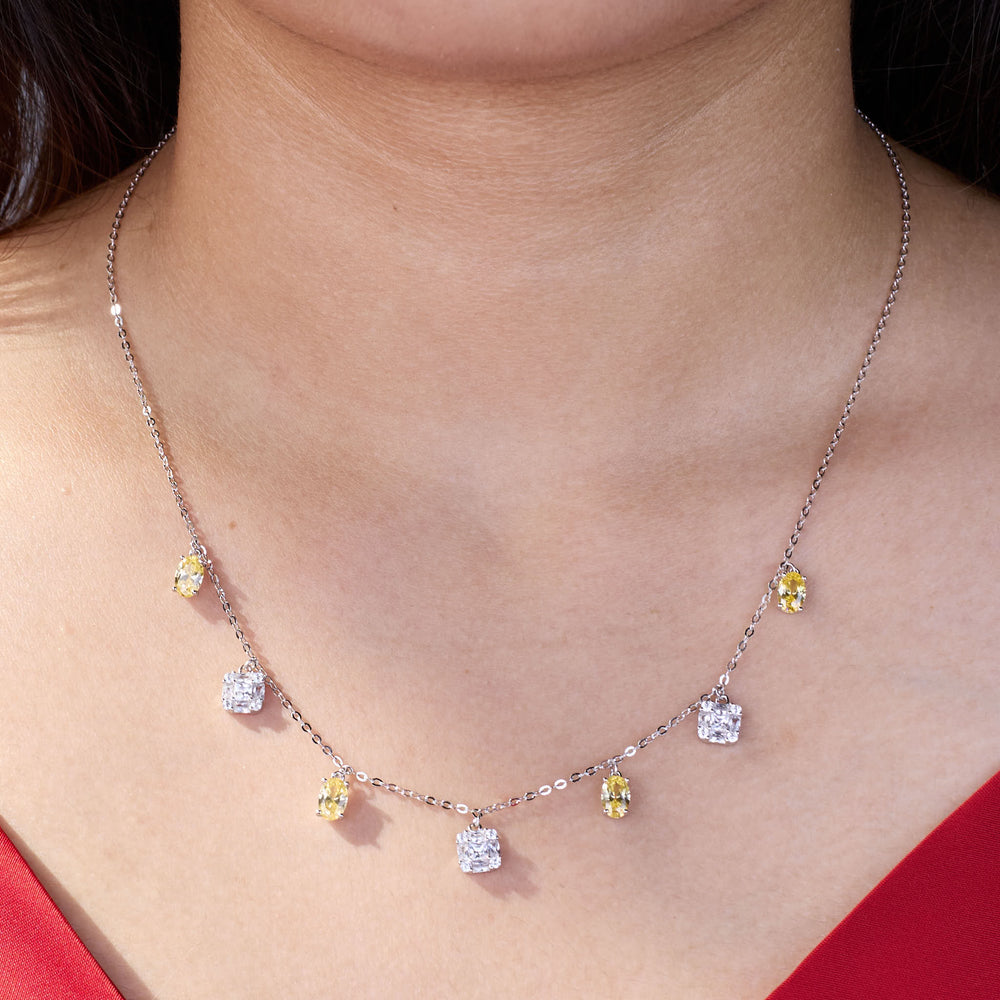 925 silver Yellow sapphire necklace for women.