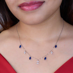 Silver Lively Blue Marquise Necklace