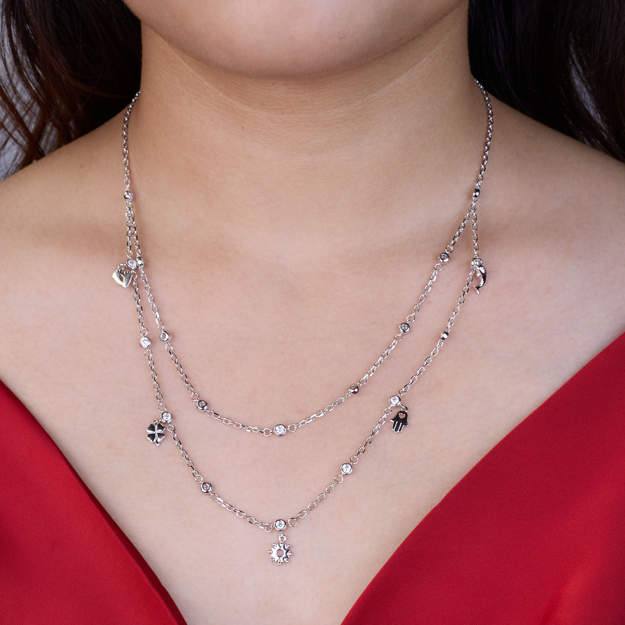 Silver Double Layered Delicate Necklace