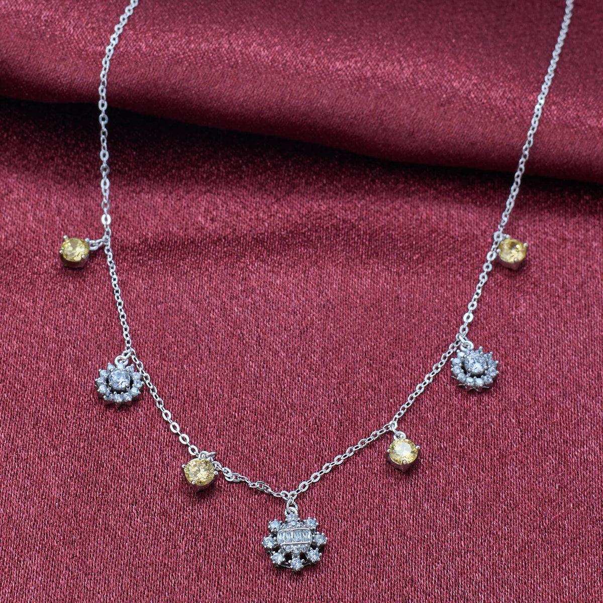 925 silver Yellow sapphire necklace for women. 