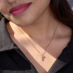 Silver Sparkling Cross Pendant