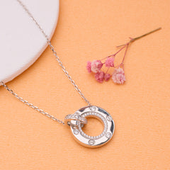 Silver Screw Detail Circle Pendant
