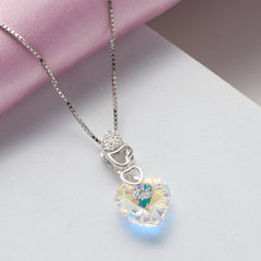 Silver Aurora Crystal Heart Pendant