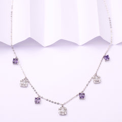 925 silver Necklace with purple gemstones on a white background