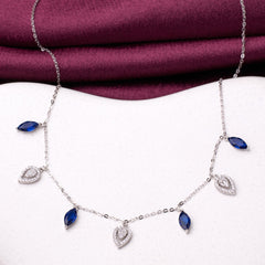 925 Silver Blue sapphire necklace for women.