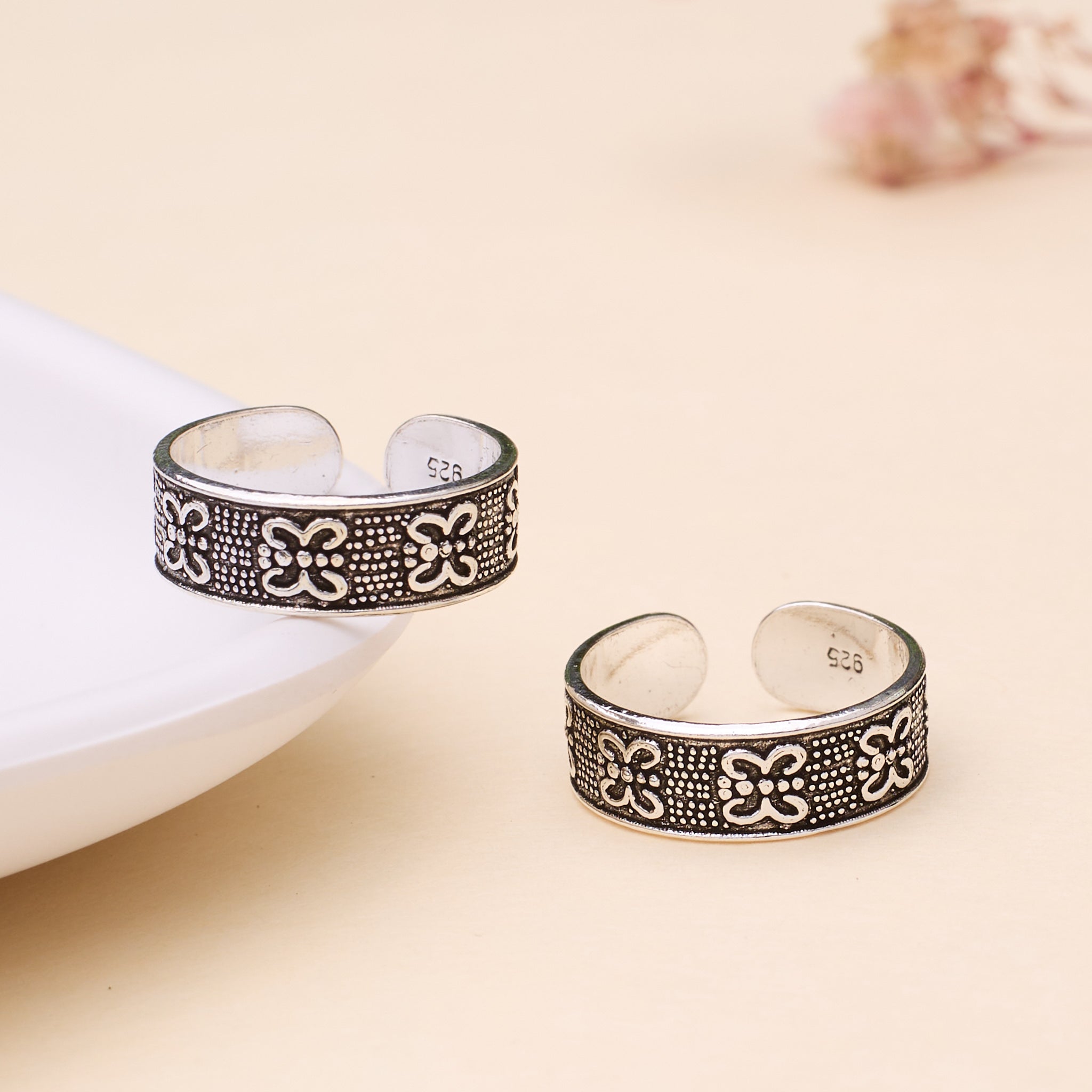 Silver Butterfly Oxidised Toe ring