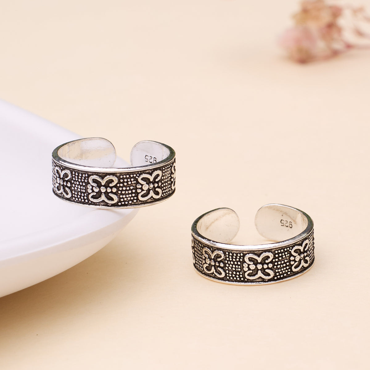 Silver Butterfly Oxidised Toe ring