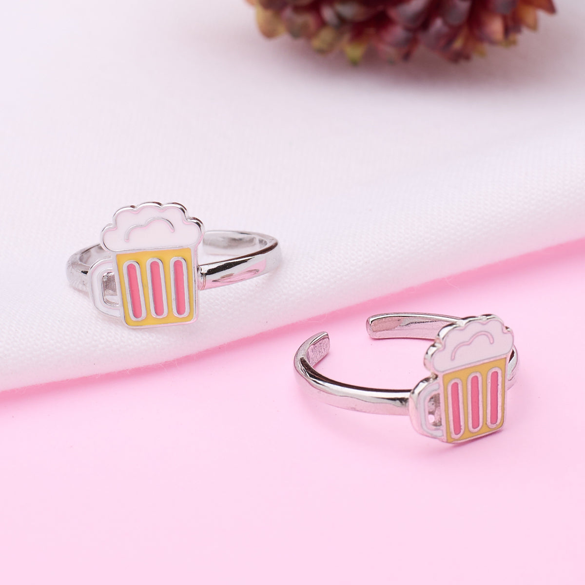 Silver Playful Beer Mug Toe Ring