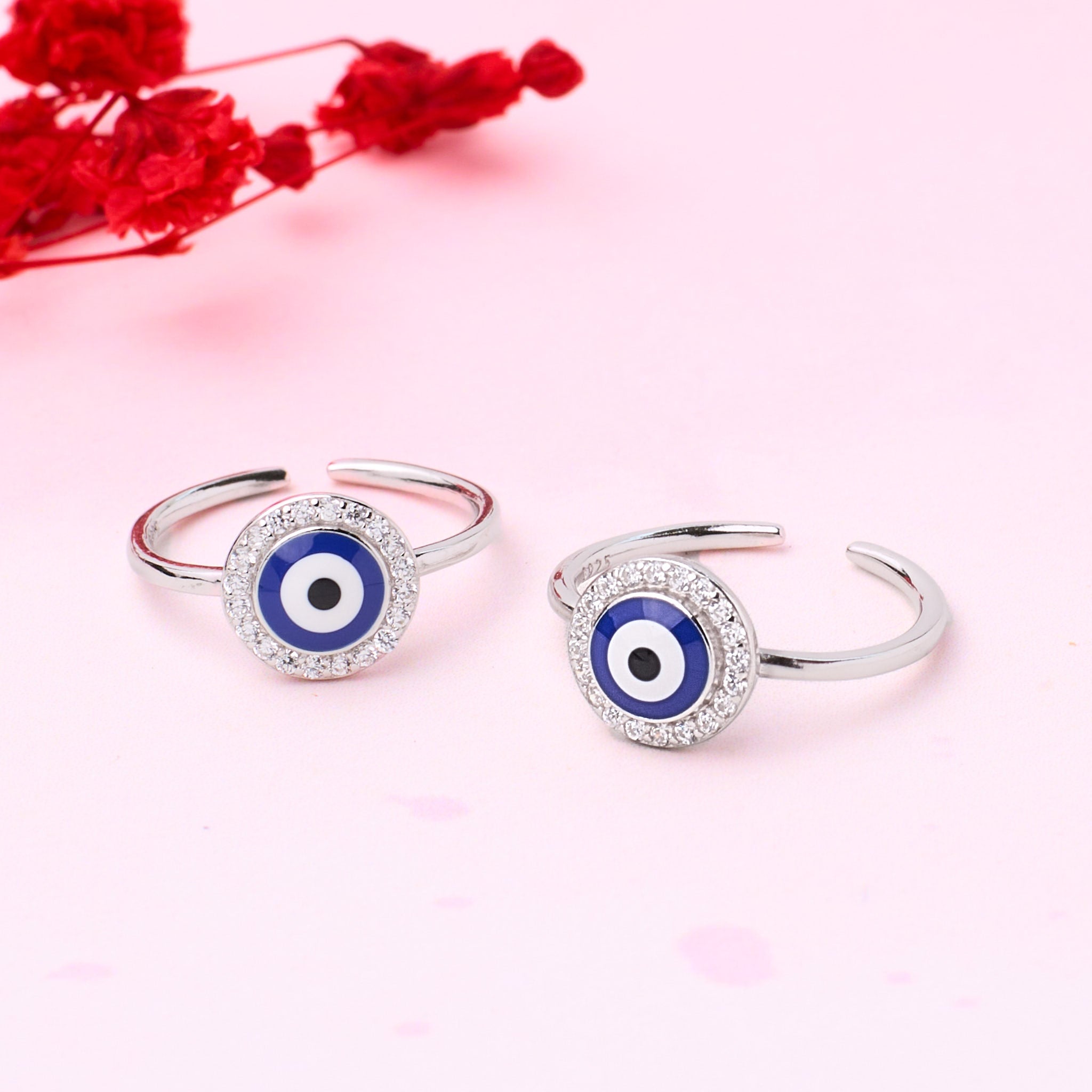 Silver Circular Evil Eye Adjustable Toe Ring