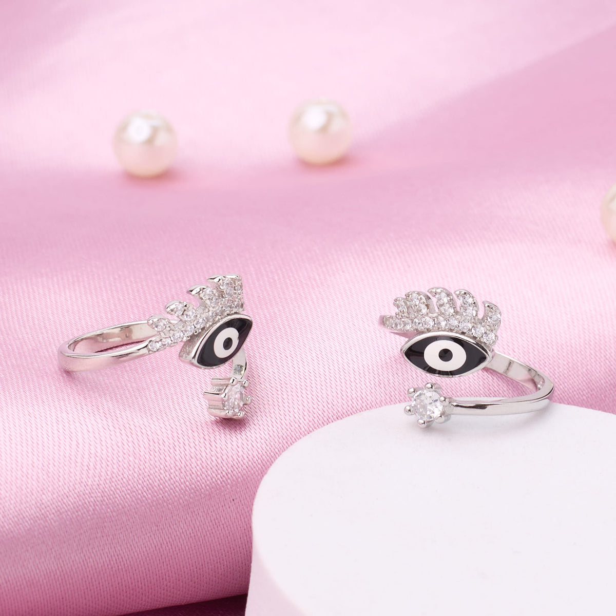 Silver CZ Eyelash Toe Ring For Her
