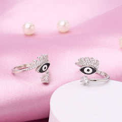 Silver CZ Eyelash Toe Ring For Her