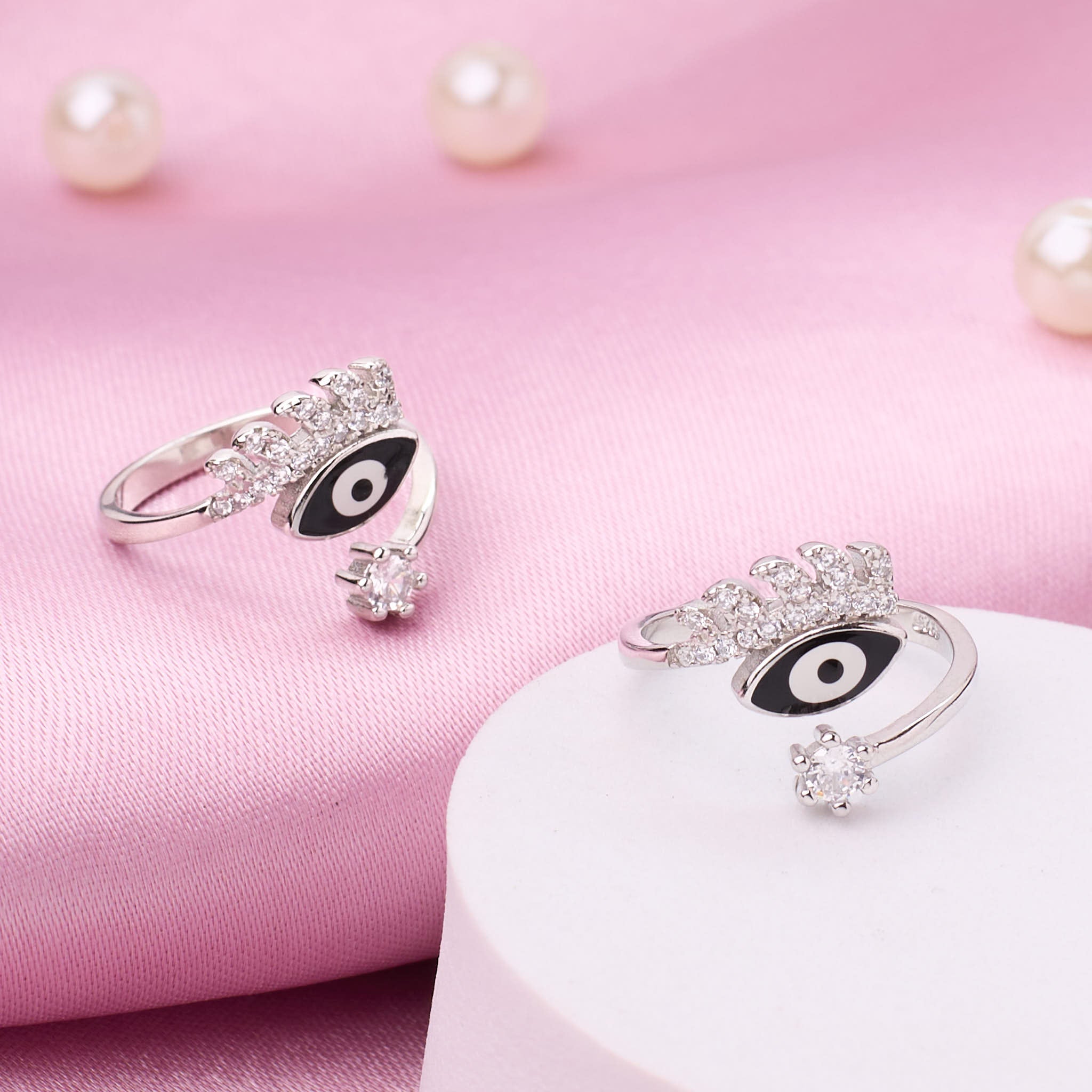 Silver CZ Eyelash Toe Ring For Her