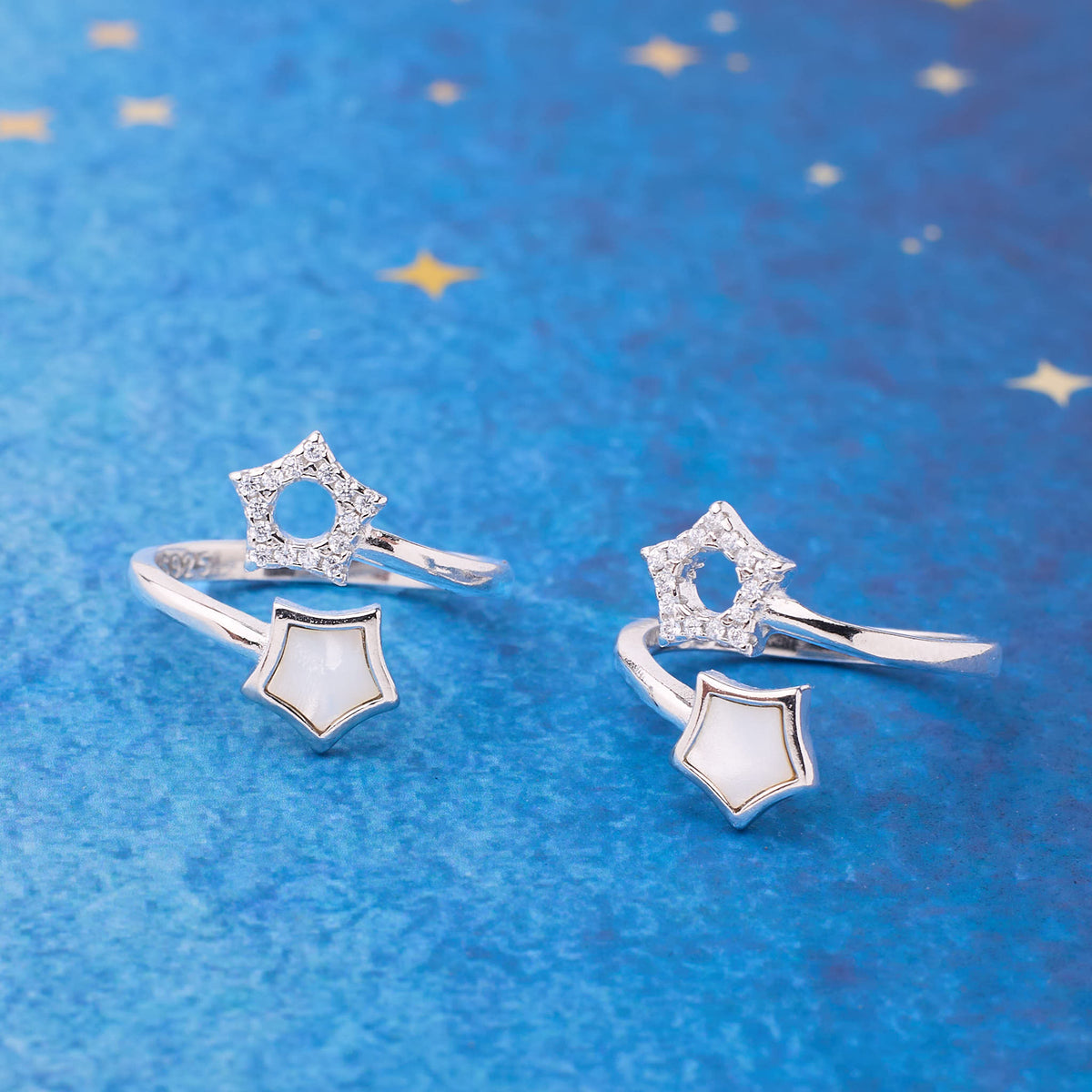 Silver Celestial Dual Star Toe Ring