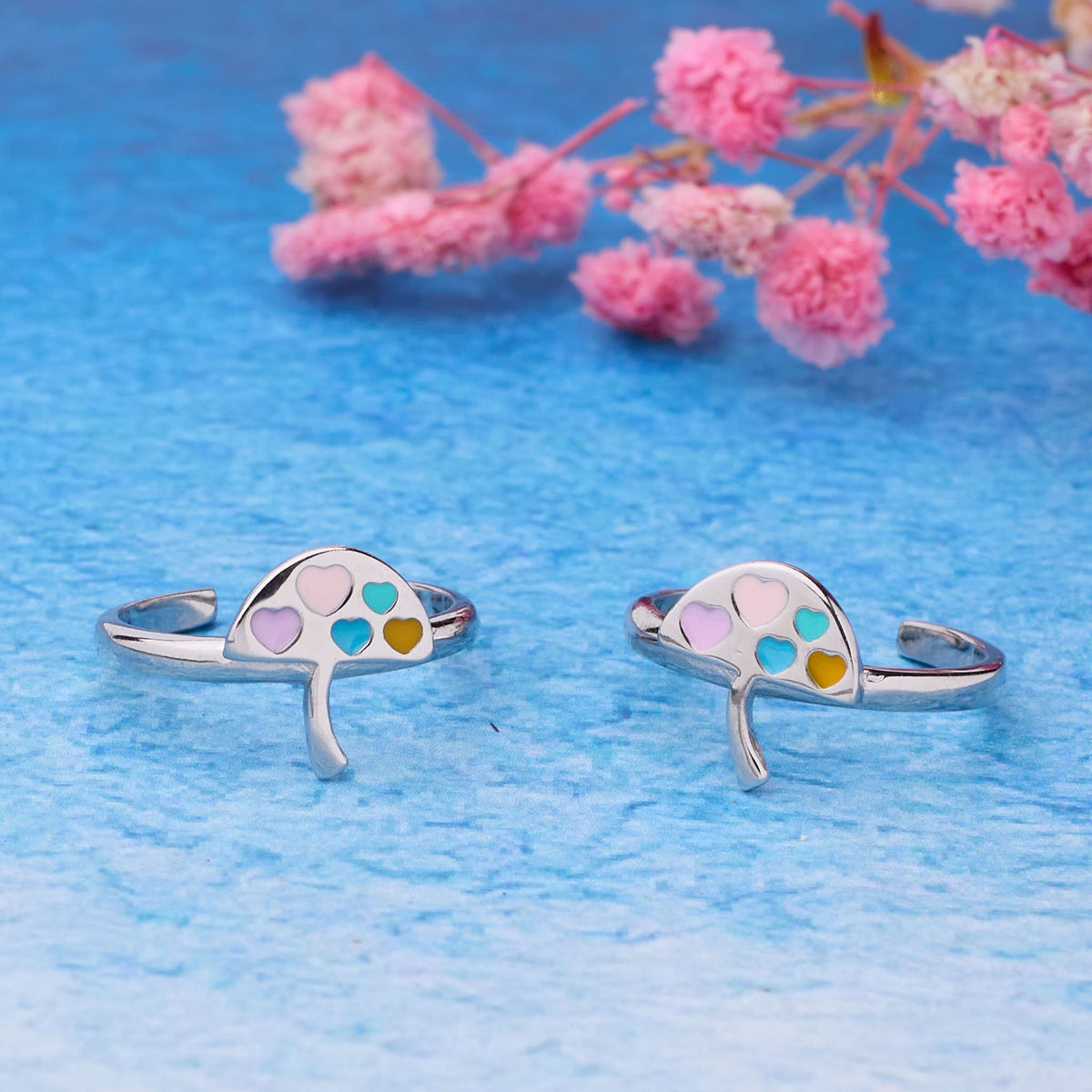 Silver Heart Umbrella Toe Ring for Her