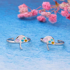 Silver Heart Umbrella Toe Ring for Her