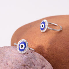 Silver Blue Evil Eye Sterling Silver Toe Ring