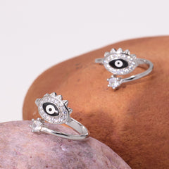Silver Radiant Halo Evil Eye Toe Ring