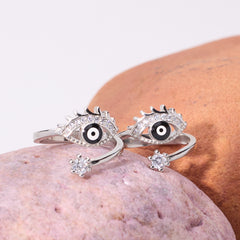 Silver Elegant Eyelashes Toe Ring For Her