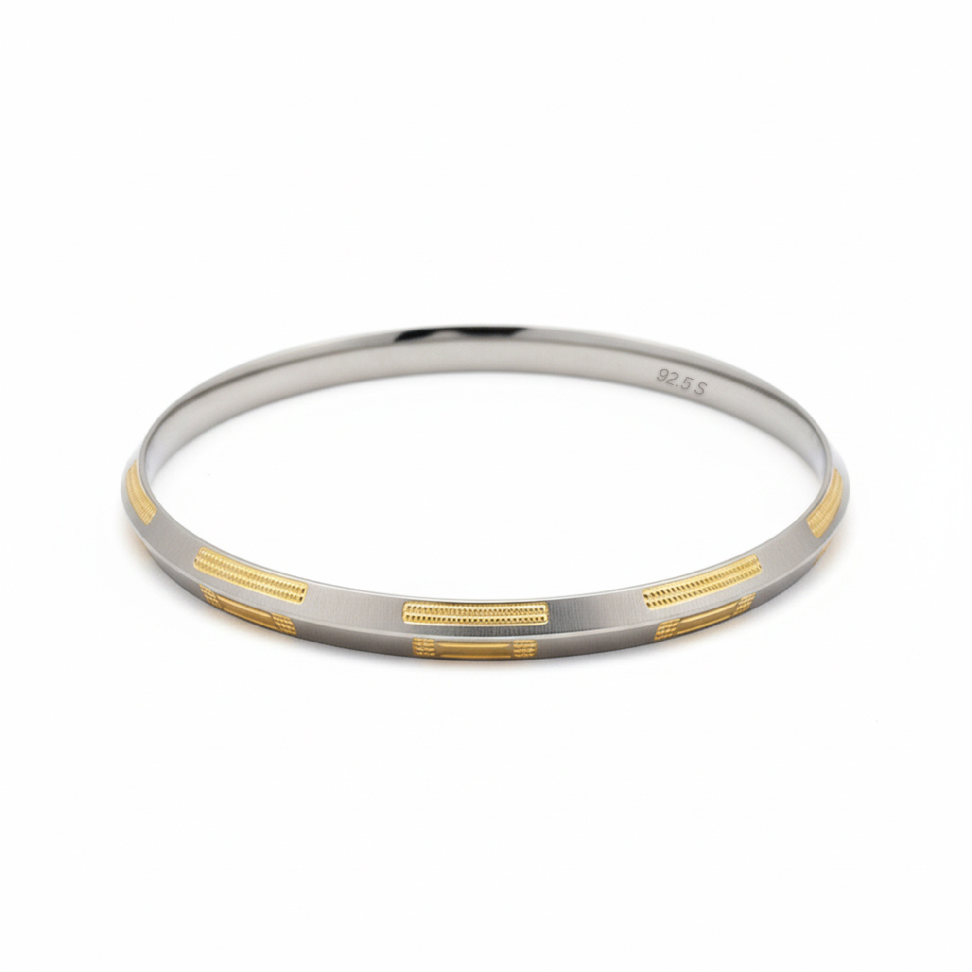 Silver Gold polish Parallel lines Mens Bracelet (kada) for him