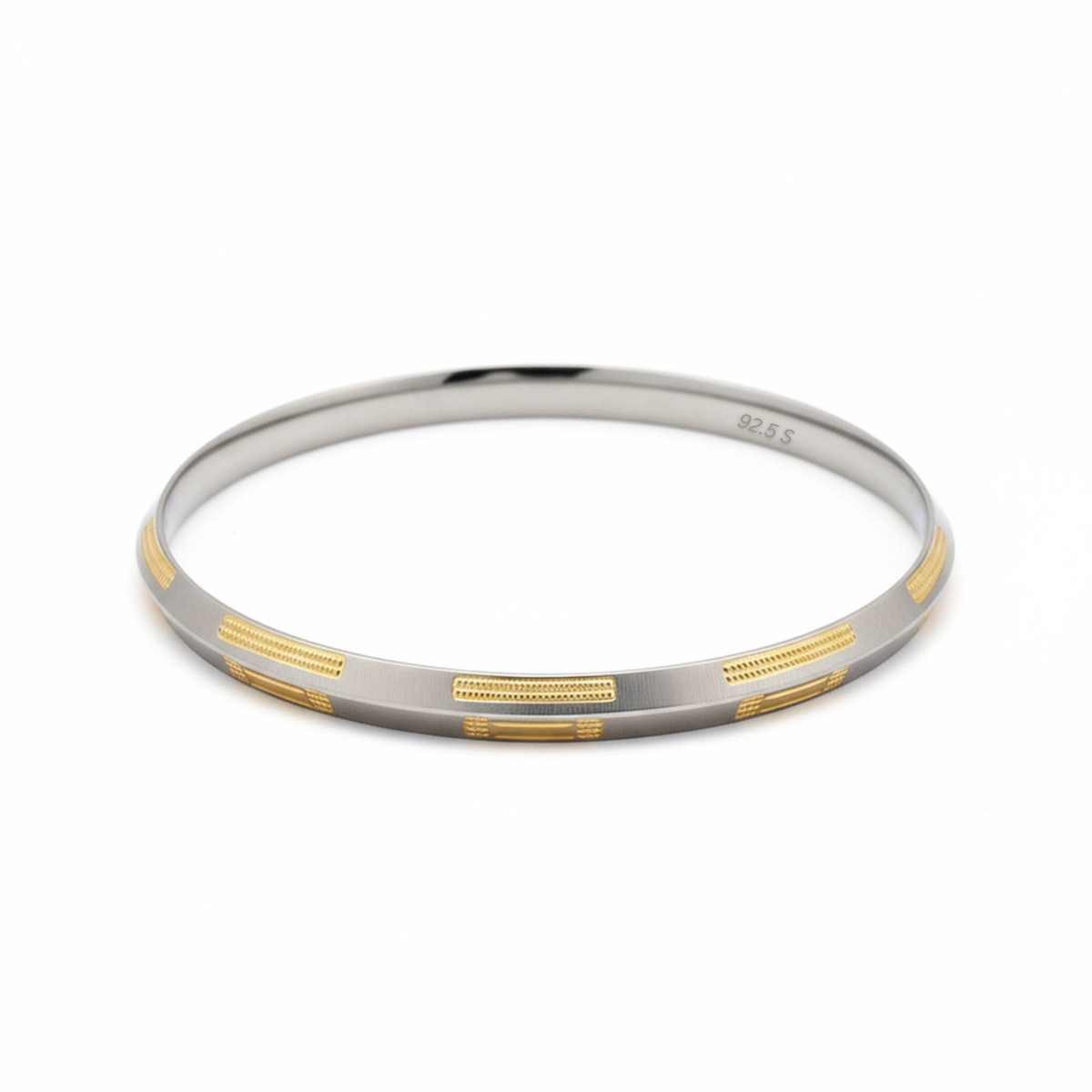 Silver Gold polish Parallel lines Mens Bracelet (kada) for him