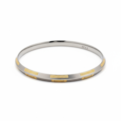 Silver Gold polish Parallel lines Mens Bracelet (kada) for him