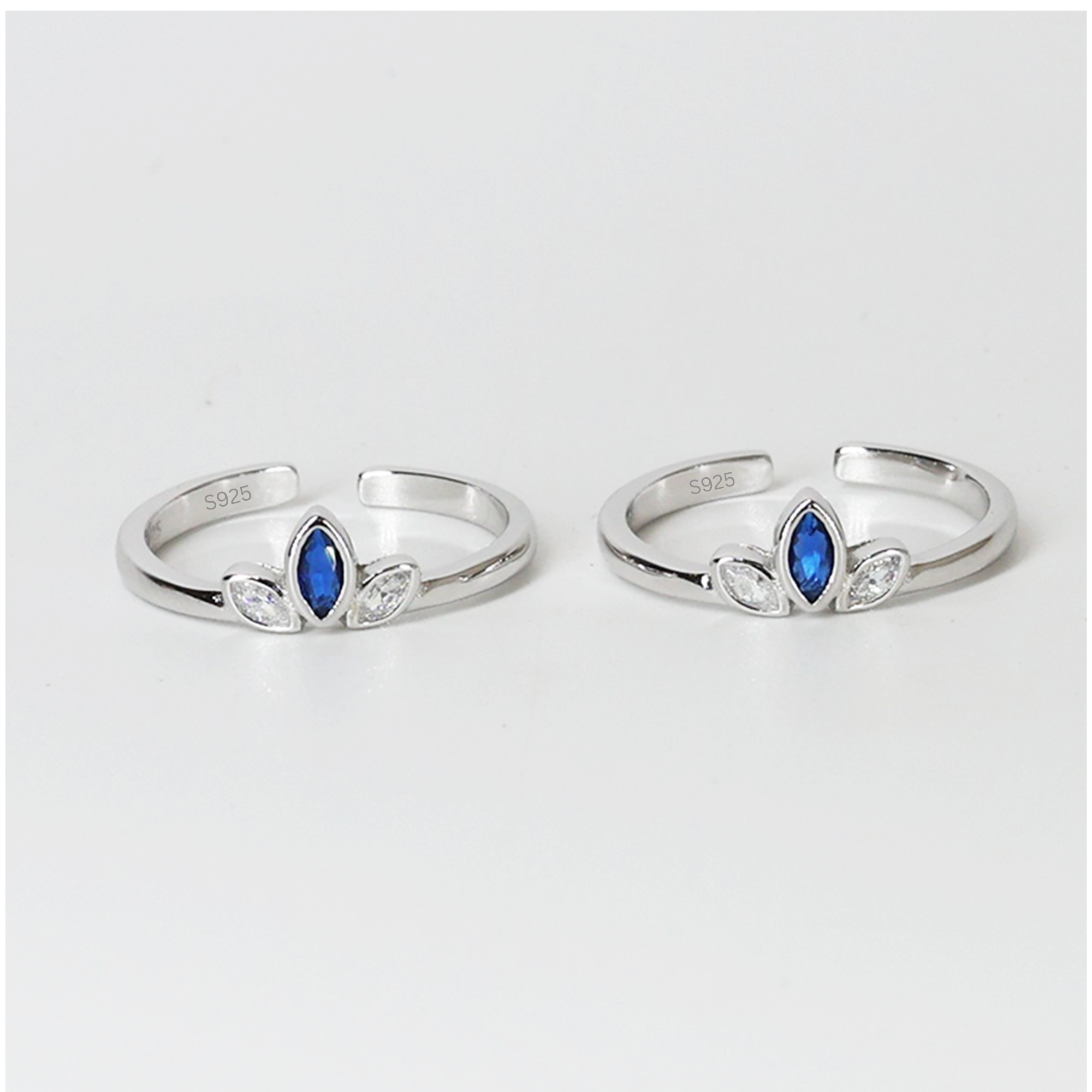 Silver Blue crown Toe ring