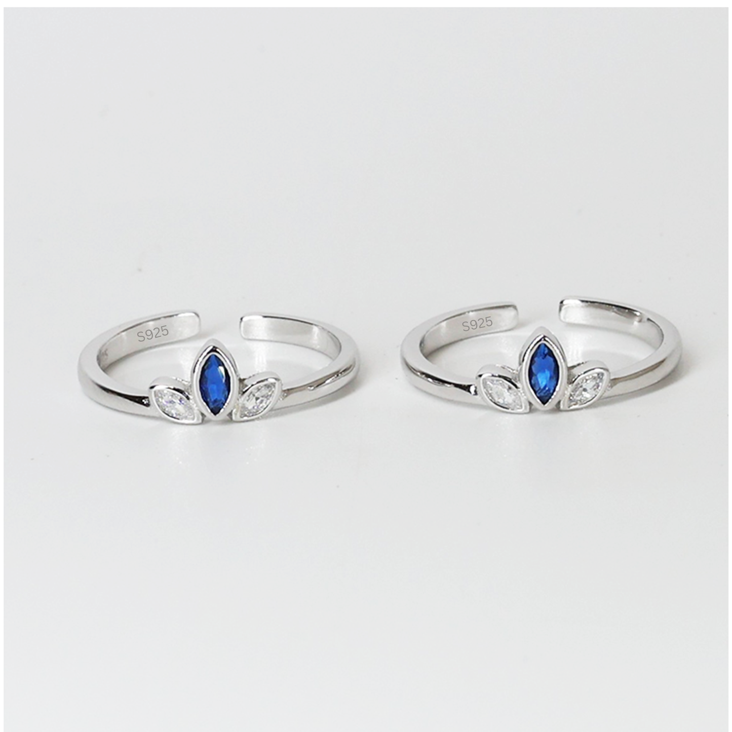 Silver Blue crown Toe ring