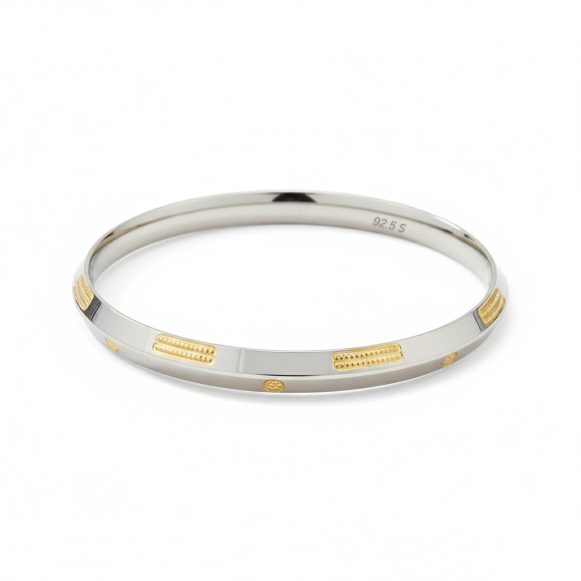 Premium Dual-Tone 925 Silver Kada with Gold Accents