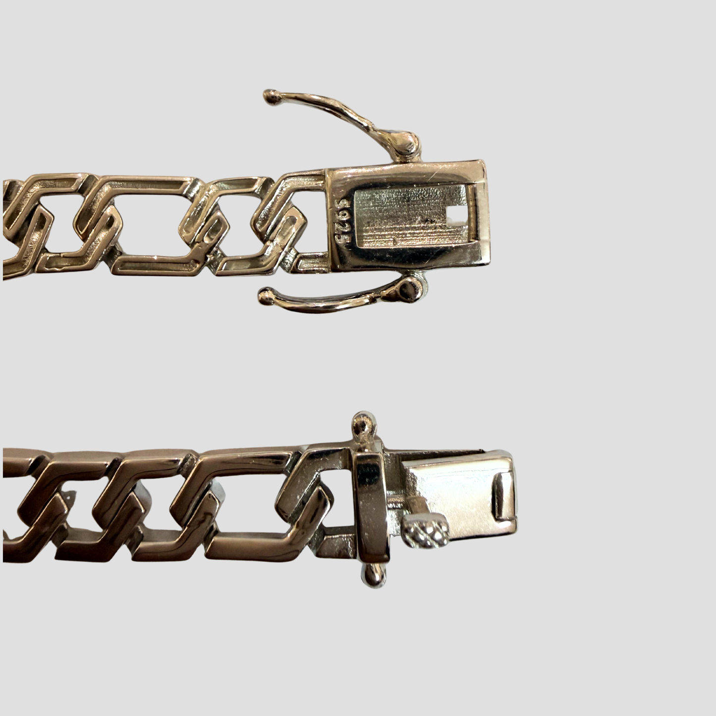 Silver High polish Cuban style Chain bracelet for mens