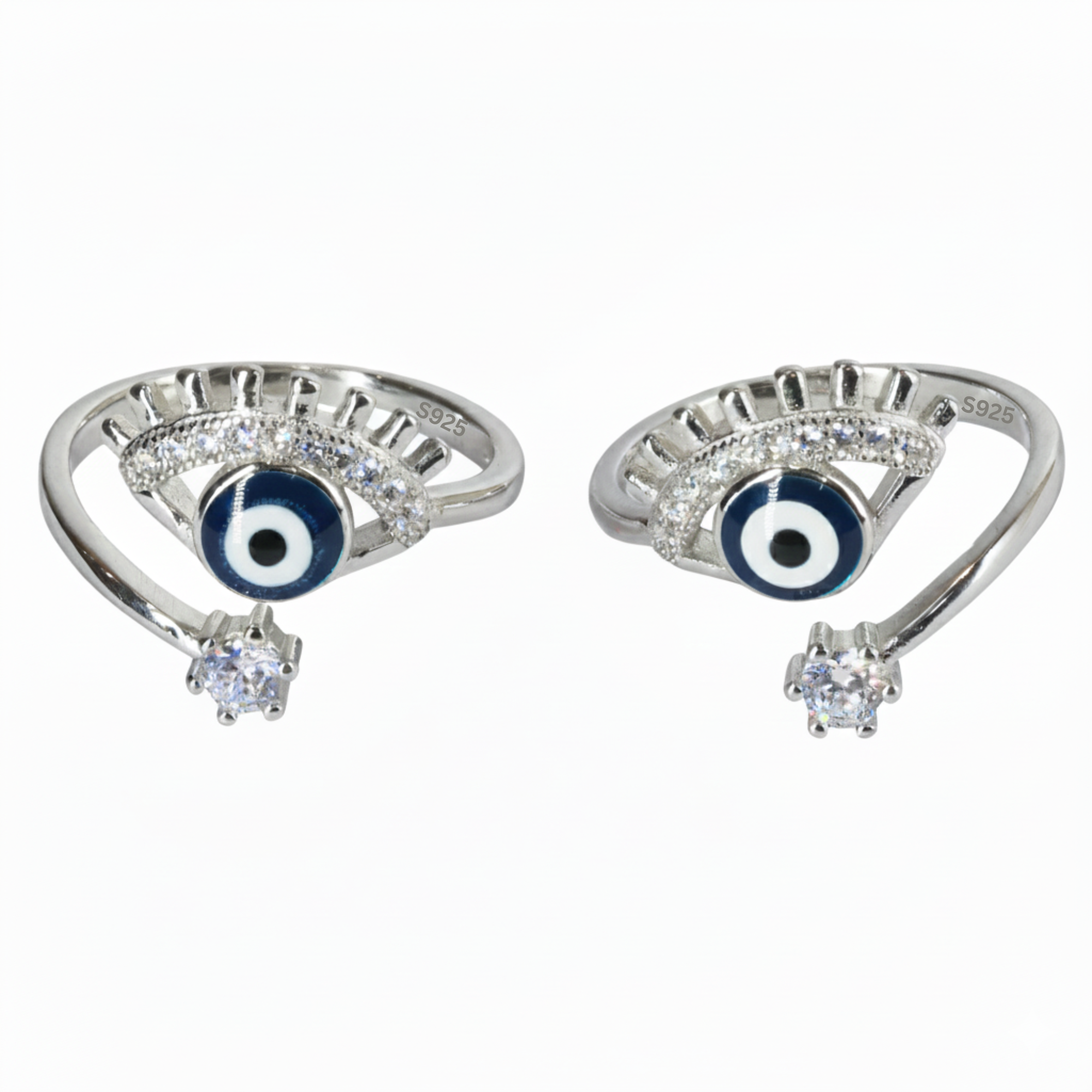 Silver Striking Eyelashes Halo Toe Ring