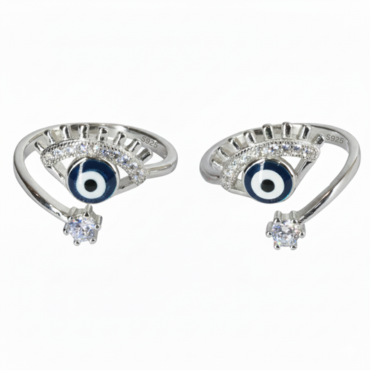 Silver Striking Eyelashes Halo Toe Ring