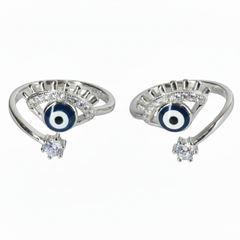 Silver Striking Eyelashes Halo Toe Ring