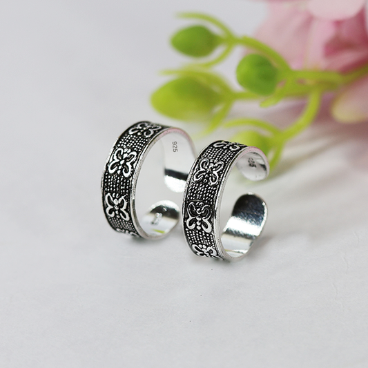 Silver Butterfly Oxidised Toe ring