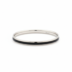 Silver Monochrome Edge black strip Mens Bracelet ( kada ) for him
