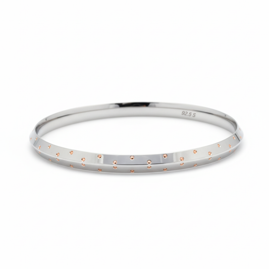 Silver Architect Rose gold Dots Mens bracelet (Kada) for him
