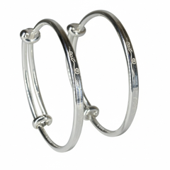 Silver Premium 999 "eat" Engraved Adjustable Baby Bracelet