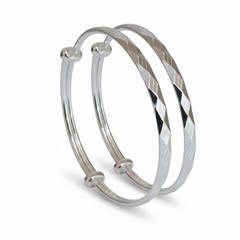 Silver 999 Premium cut Rainbow effect lines Baby Bracelet