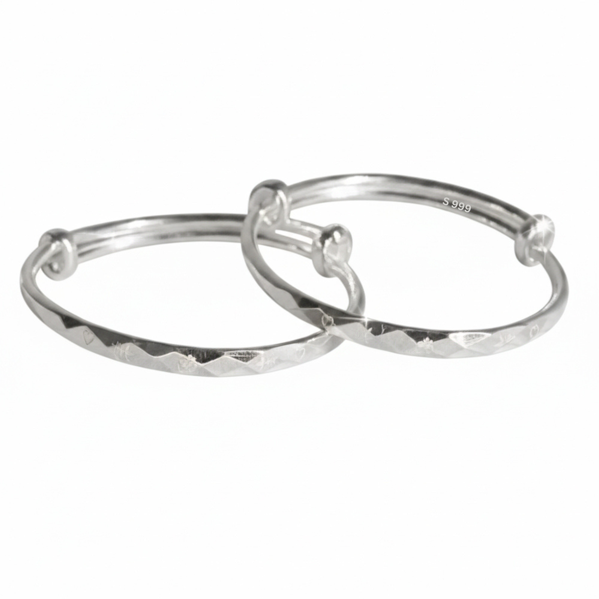 999 Pure Silver Auspicious Om Engraved Adjustable Baby Bracelet