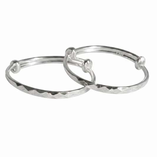 999 Pure Silver Auspicious Om Engraved Adjustable Baby Bracelet