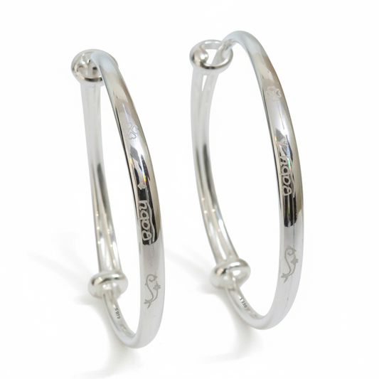 Silver 'Baby' Engraved Aqua Baby Bracelet (kada)
