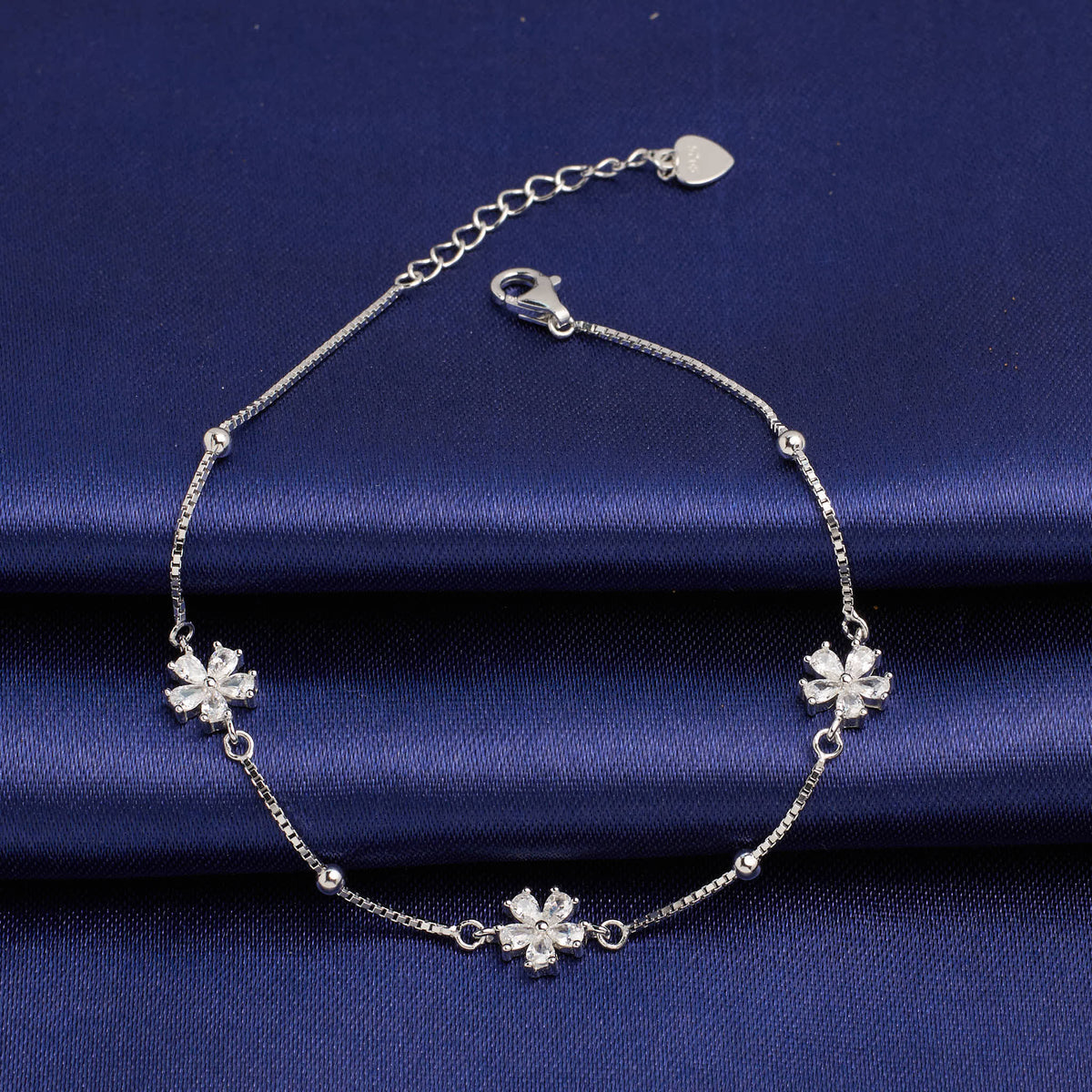 Silver Sparkling Snow Flake Charm Bracelet
