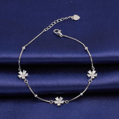 Silver Sparkling Snow Flake Charm Bracelet