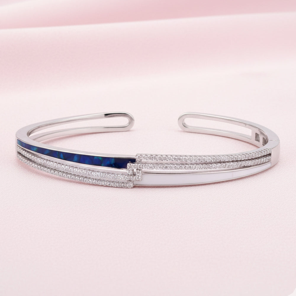 Silver Celestial Deep Blue Inlay Bracelet For Her
